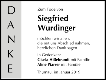 Anzeige von Siegfried Wurdinger von MGO