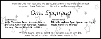 Anzeige von Siegtraud Dinkel von MGO