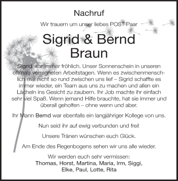 Anzeige von Sigrid Braun von MGO