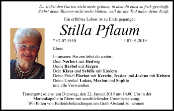 Anzeige von Stilla Pflaum von MGO