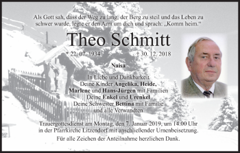 Anzeige von Theo Schmitt von MGO