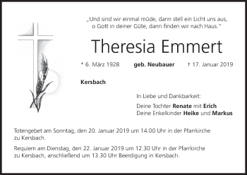 Anzeige von Theresia Emmert von MGO