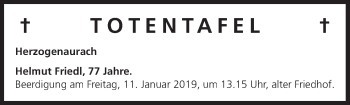 Anzeige von Totentafel vom 08.01.2019 von MGO