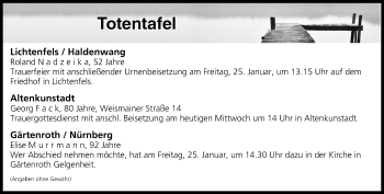 Anzeige von Totentafel vom 23.01.2019 von MGO