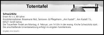 Anzeige von Totentafel vom 25.01.2019 von MGO
