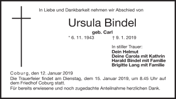 Anzeige von Ursula Bindel von MGO