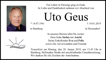 Anzeige von Uto Geus von MGO