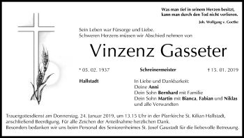 Anzeige von Vinzenz Gasseter von MGO