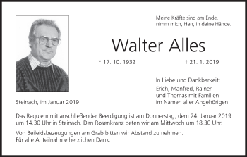 Anzeige von Walter Alles von MGO