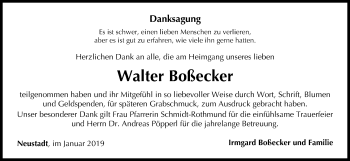 Anzeige von Walter Boßecker von MGO