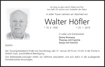 Anzeige von Walter Höfler von MGO