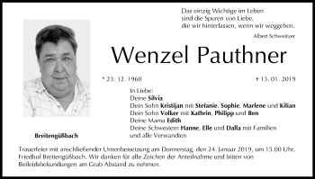 Anzeige von Wenzel Pauthner von MGO