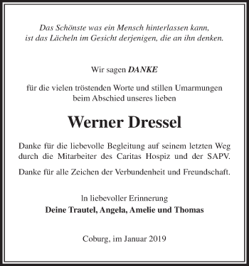 Anzeige von Werner Dressel von MGO