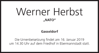Anzeige von Werner Herbst von MGO