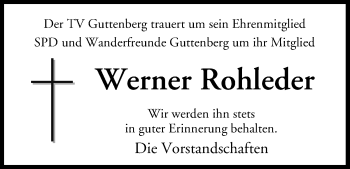 Anzeige von Werner Rohleder von MGO