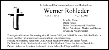 Anzeige von Werner Rohleder von MGO