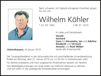 Anzeige von Wilhelm Köhler von MGO