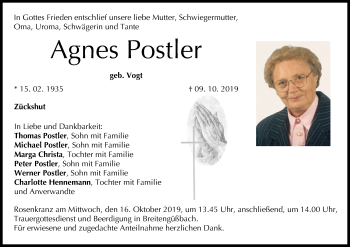 Anzeige von Agnes Postler von MGO