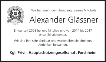 Anzeige von Alexander Glässner von MGO