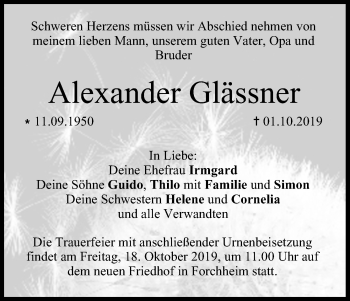Anzeige von Alexander Glässner von MGO