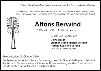 Anzeige von Alfons Berwind von MGO