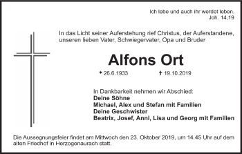 Anzeige von Alfons Ort von MGO