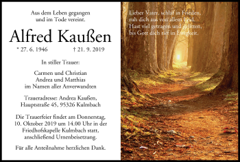 Anzeige von Alfred Kaußen von MGO