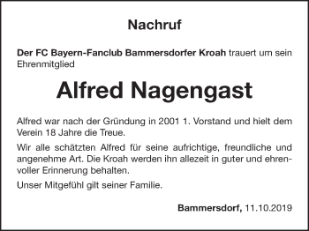 Anzeige von Alfred Nagengast von MGO