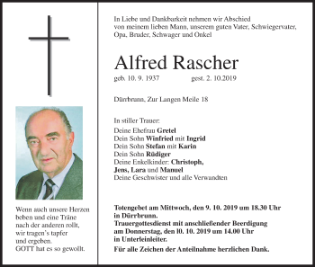 Anzeige von Alfred Rascher von MGO