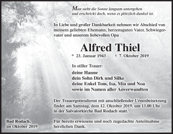 Anzeige von Alfred Thiel von MGO