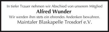 Anzeige von Alfred Wunder von MGO