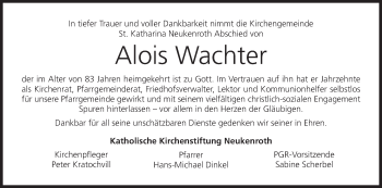 Anzeige von Alois Wachter von MGO