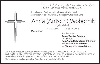 Anzeige von Anna Wobornik von MGO
