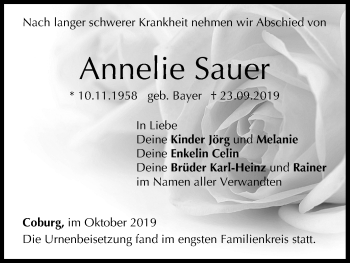 Anzeige von Annelie Sauer von MGO
