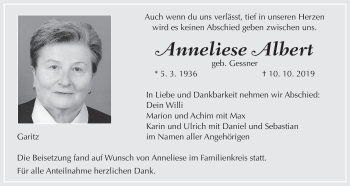 Anzeige von Anneliese Albert von MGO
