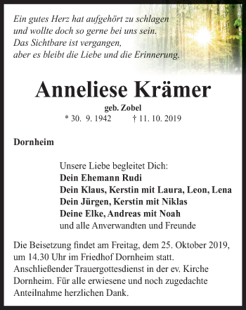 Anzeige von Anneliese Krämer von MGO
