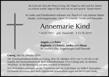 Anzeige von Annemarie Kind von MGO
