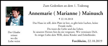 Anzeige von Annemarie Mainusch von MGO