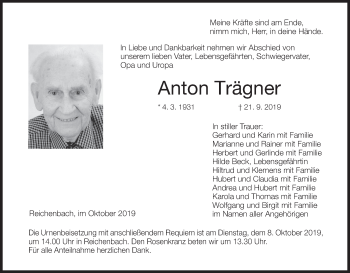Anzeige von Anton Trägner von MGO