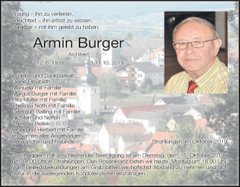 Anzeige von Armin Burger von MGO