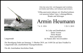 Anzeige von Armin Heumann von MGO