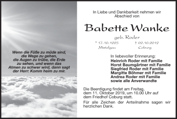 Anzeige von Babette Wanke von MGO