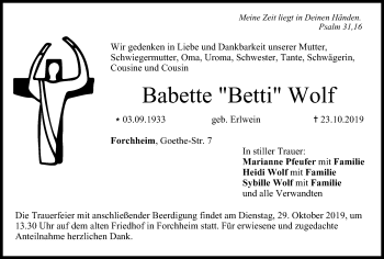 Anzeige von Babette Betti Wolf von MGO