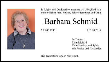Anzeige von Barbara Schmid von MGO
