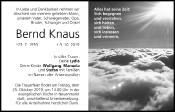 Anzeige von Bernd Knaus von MGO