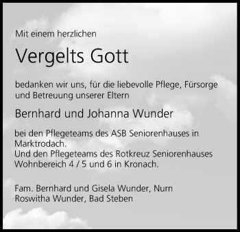 Anzeige von Bernhard Wunder von MGO