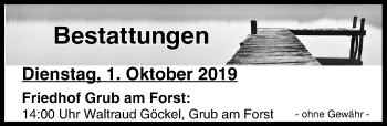 Anzeige von Bestattungen vom 01.10.2019 von MGO