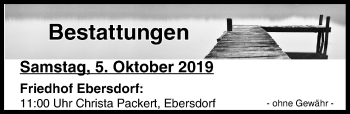Anzeige von Bestattungen vom 05.10.2019 von MGO