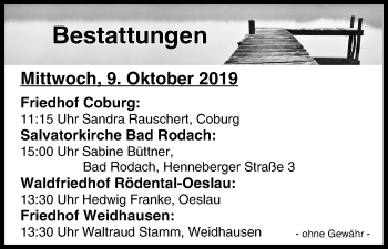 Anzeige von Bestattungen vom 09.10.2019 von MGO