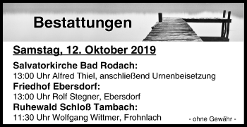 Anzeige von Bestattungen vom 12.10.2019 von MGO